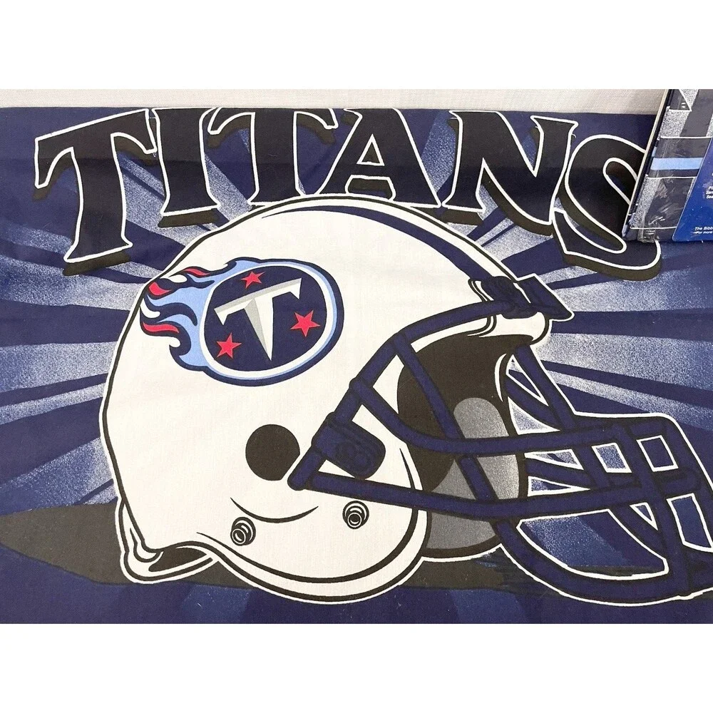 (2) Lot NFL Tennessee Titans Pillowcases Blue 29x19 Football Logo One Washed